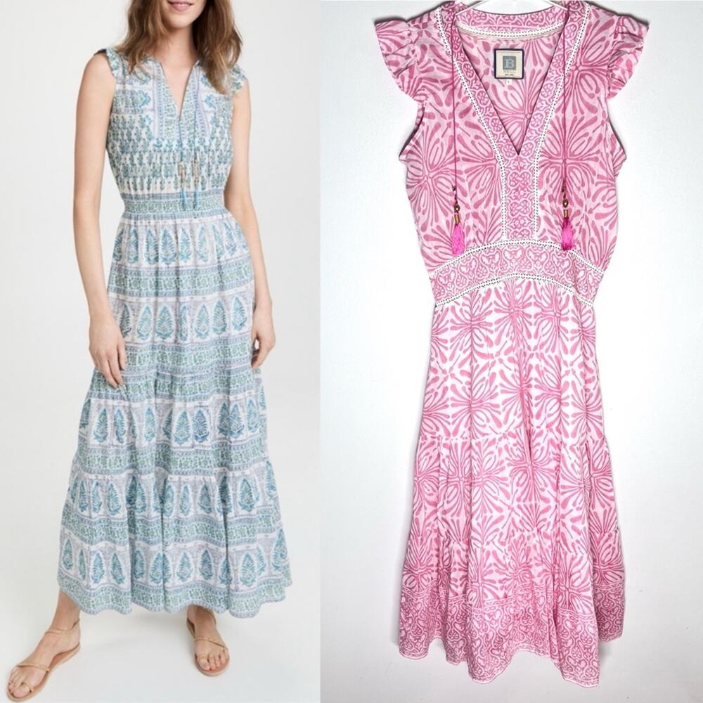 Alicia Bell Annabelle Midi Silk Dress Pink Printed Sz L